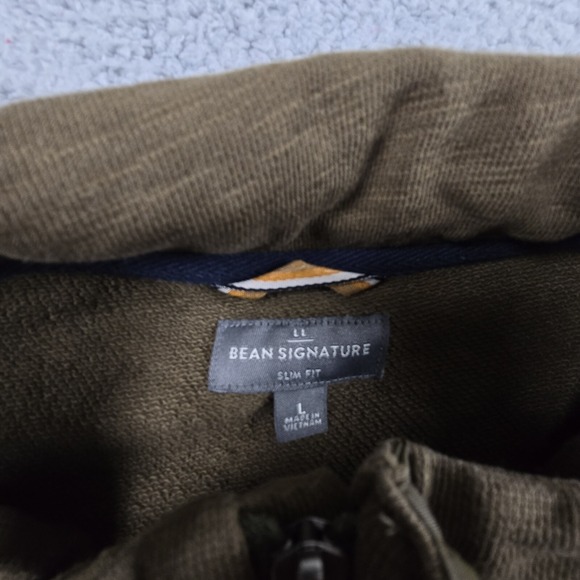 LL Bean Signature Pullover 1/2 Zip Mens Large Slim Fit Front Zip Pocket - Picture 5 of 10